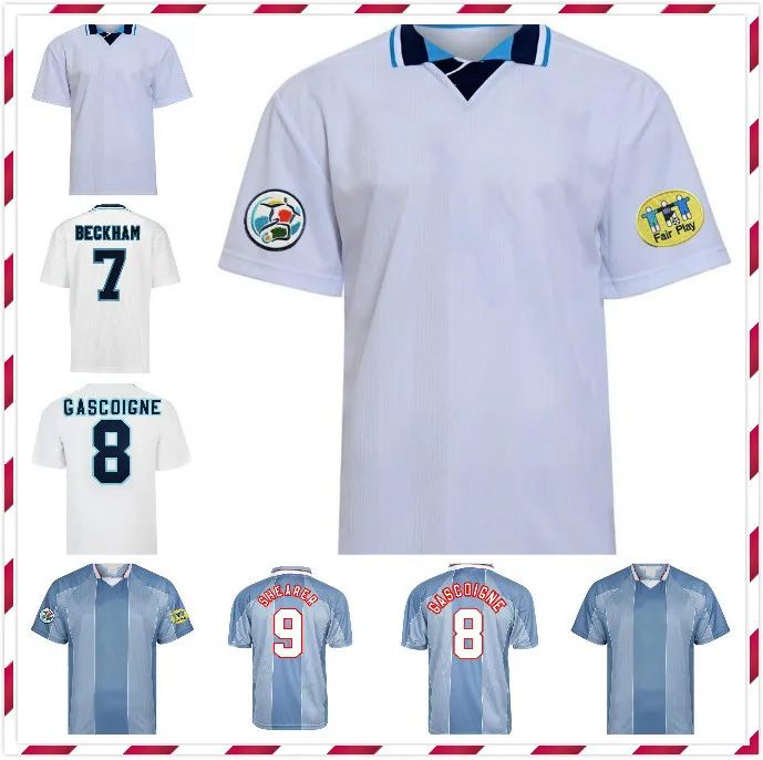 Retro 1995-97 Inglaterra Futebol Jerseys Shearer Gascoigne Scholes Owen Fowler McManaman Redknapp Camisa Vintage Kit Clássico