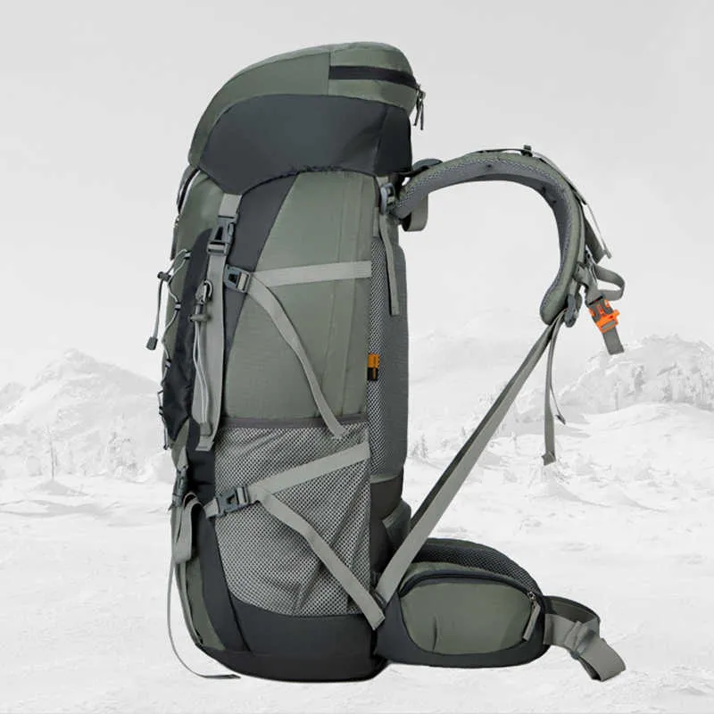 New 75L Grande Capacitar Backpack Back Bag Bag de viagem à prova d'água Rucksack Camping Caminhando Trekking Backpack Molle Outdoor Bag Y0721