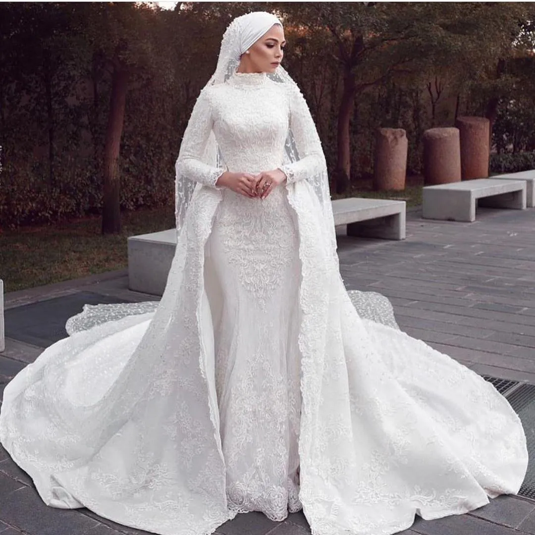 mermaid modest wedding dresses Modest White Mermaid Wedding Dress Long Sleeves NarsBridal Online Store Powered by Storenvy