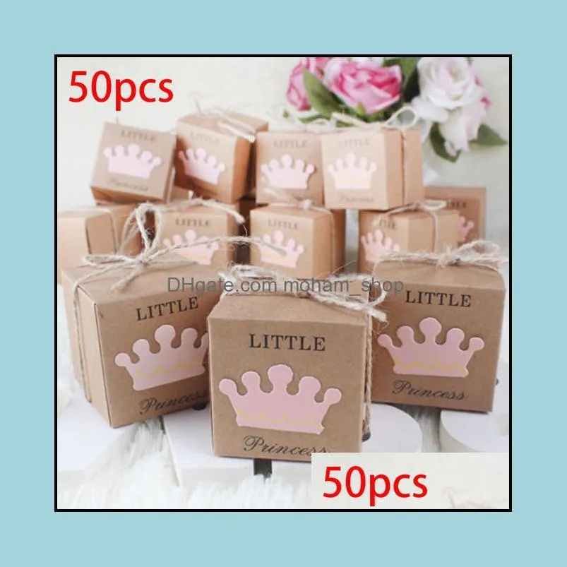 Gift Wrap 50pcs Baby Birthday Sweet Candy Box Baptism Party Christening Decor 5.3cm*5.3cm*5.3cm/2in*2in*2in