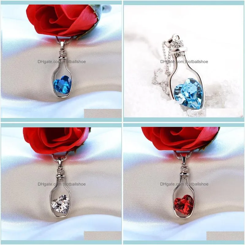 Amazing Blood Red Stone Wedding Gifts Cubic Zirconia 925 Sterling Silver Color Necklace HERN0012 Chains