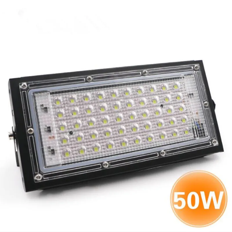 LED Flood Light 50 W 220V 240 V Reflight Chip IP65 Wodoodporny zewnętrzny ścianę odblaskową Oświetlenie ogrodowe Square Kwadraty Zimna biała D2.0