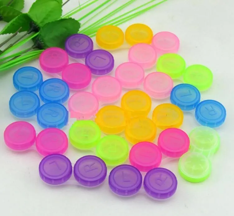 light colors 100pcs/lot Colorful Case Contacts Lenses Box glasses Lens Case Color Double-Box Lens Case Eyewear Accessories