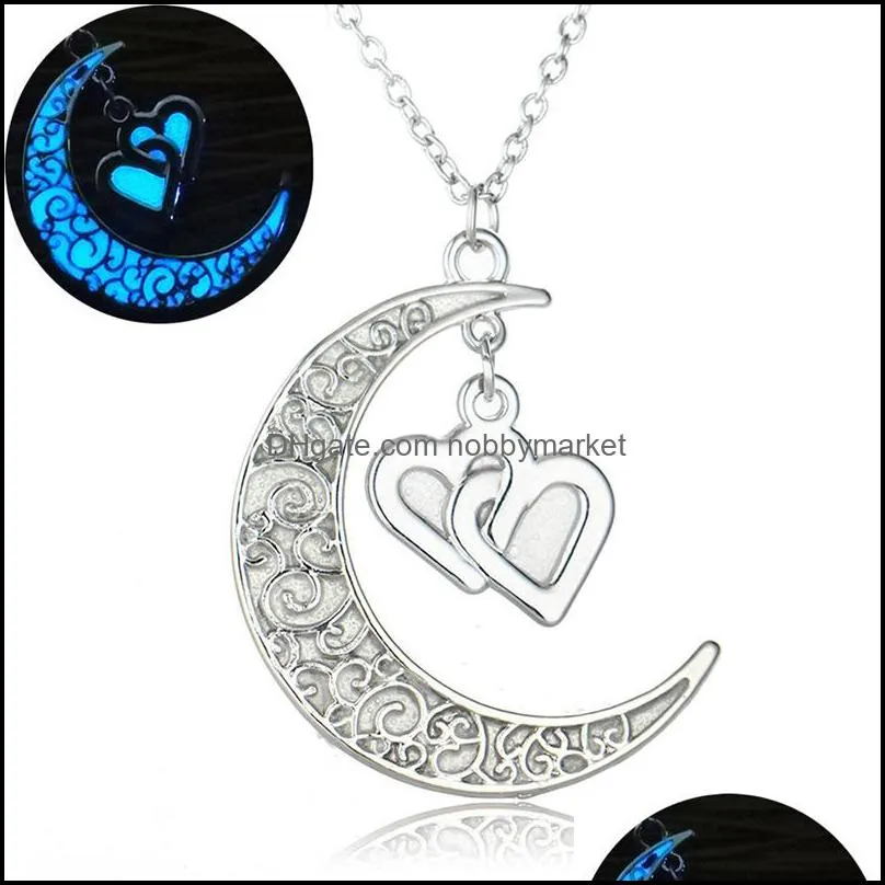 Fashion Glowing in the Dark Moon necklaces For women Hollow Tree of Life Heart MOM Letter Luminous Pendant chains New Designer Jewelry