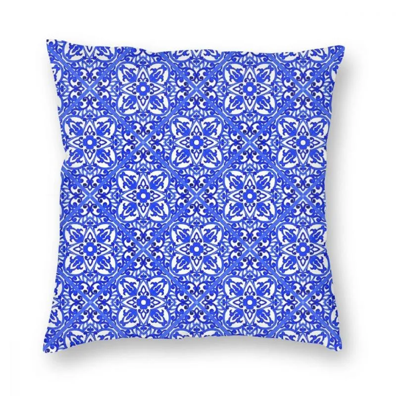 Kussen/decoratief kussen Portugees azulejo tegel vierkante kast polyester decoratief blauw delft patroon modekussencover home decor