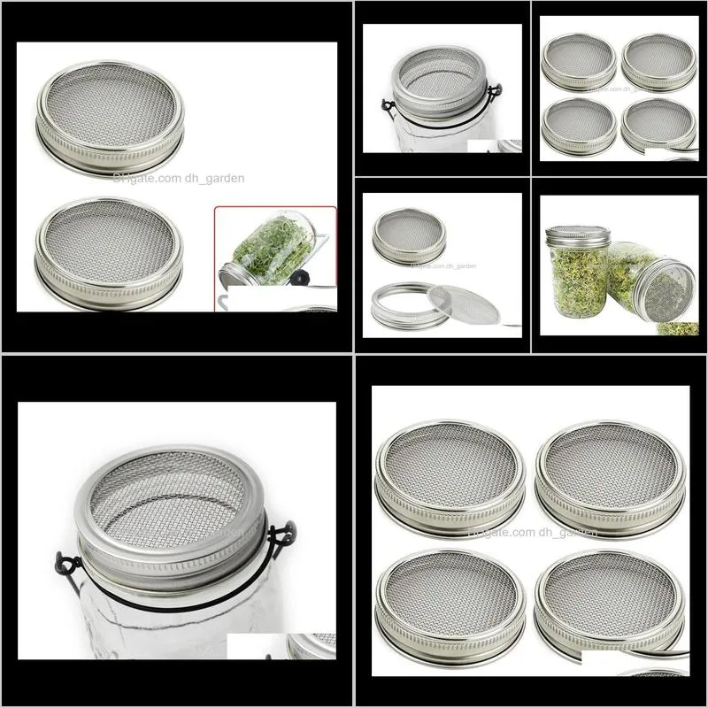sprouting lids for regular / wide mouth mason jars canning jar stainless steel sprouting jar lid kit sprout germinator set sn14119