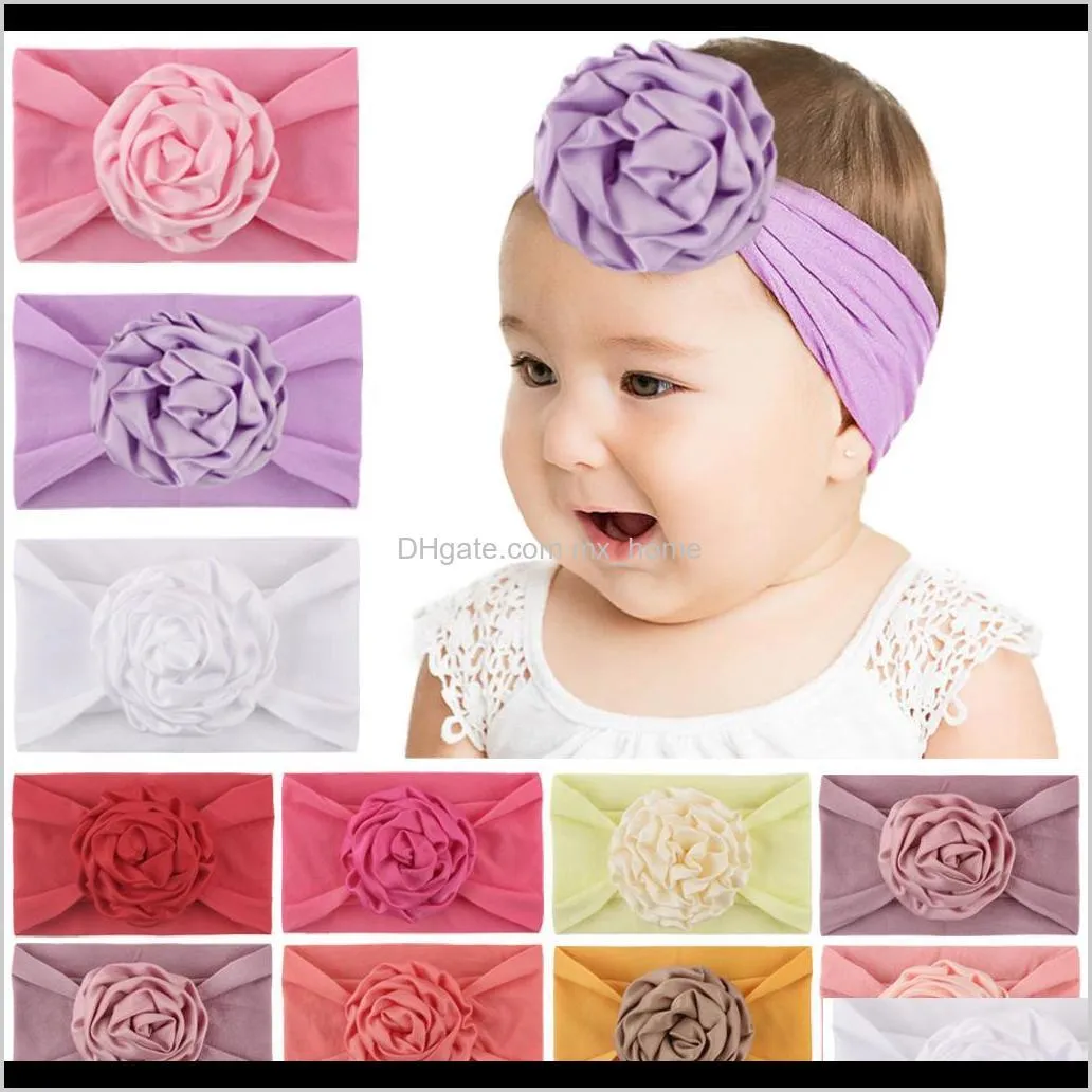 Accessoires Bébé Enfants Maternité Drop Delivery 2021 Doux Coiffure Pour Enfants Ruban Plaque Fleur Nylon Bas De Soie Bande De Cheveux Bébé Large Cicatrice