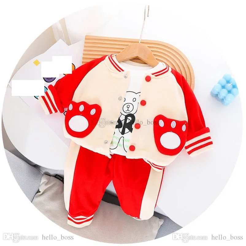 Baby Clothing Sets Boys Suits Kids Clothes Spring Autumn Cotton Long Sleeve Coat T-shirts Pants Casual B7796