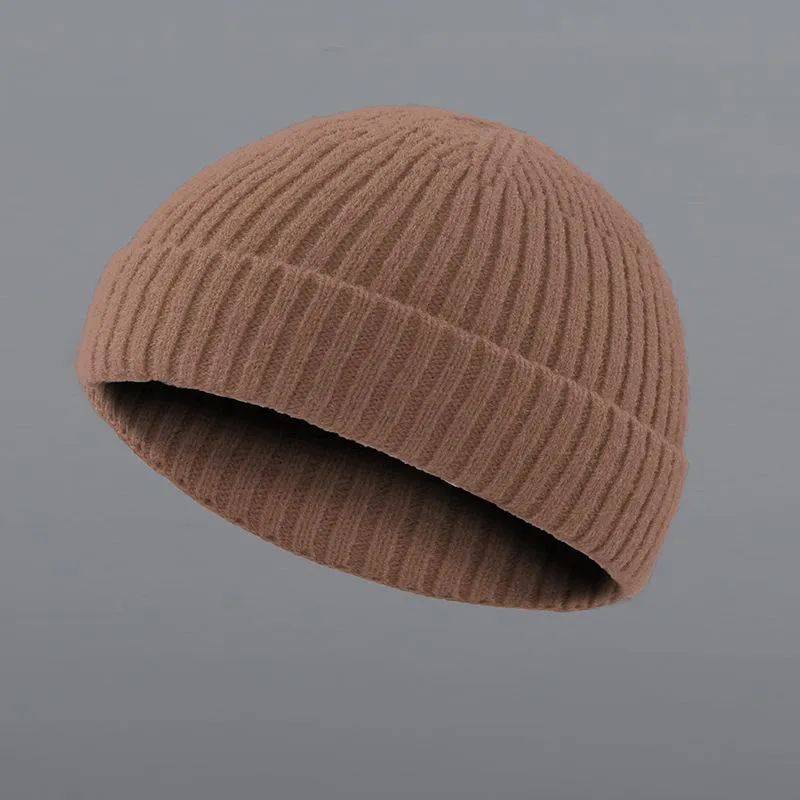 Berets Autumn And Winter Warm Knitted Hip-hop Melon Caps Fashion Couple Woolen Men's Curled Hooded Elastic