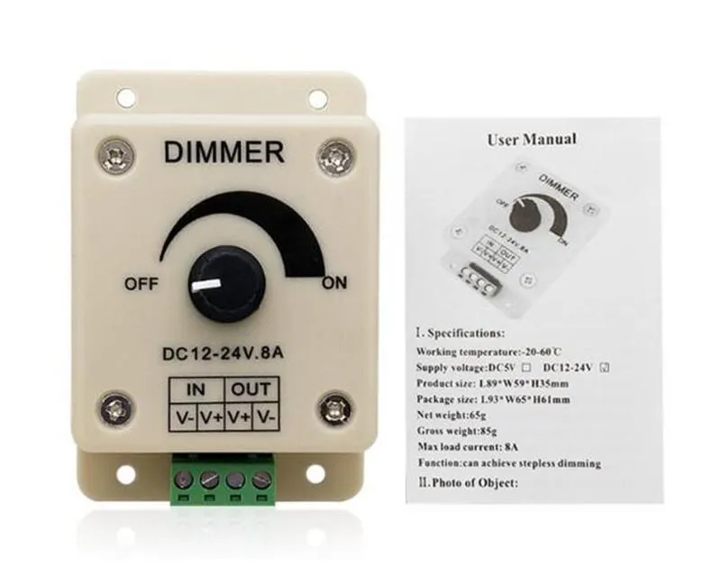12/24V 8A LED Dimmer – Einstellbar, Für Stripes  Produktbild-Vorschau 2