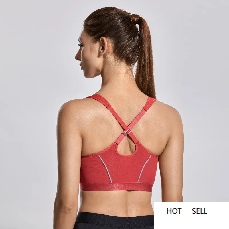 High Impact Womens Racerback Zip Up Sports Bra With Full Support