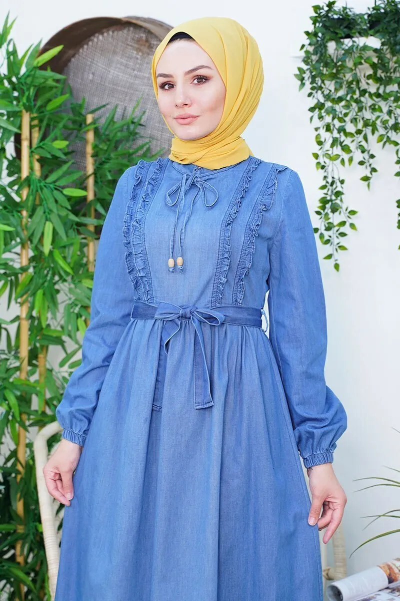 Casual Dresses Long Maxi Jeans Women Turkish Fashion Islamic Muslim Modern  Clothing Turkey 2002 FW54