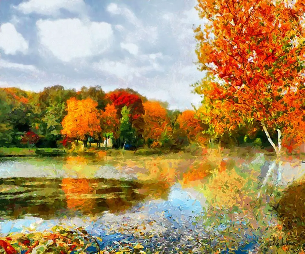 Decorative Home Decor Modern Oil Painting Autumn Landscape Wall Art Reproduction for Hotel, Dinning Room,Restaurant,Living Room,No Framed Artwork