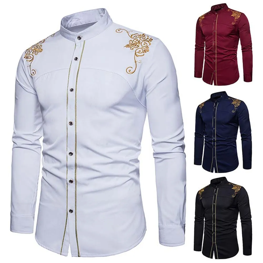 Nieuwe stijl heren business casual shirts met lange mouwen, westerse denim shirts