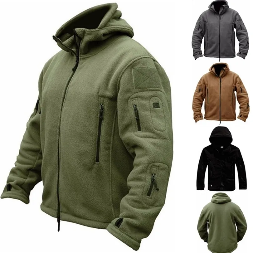 Men Winter Thermal Fleece US Military Tactical Jacket Outdoors Sports Hooded Coat Hiking Hunting Combat Camping Army Soft Shell 211214