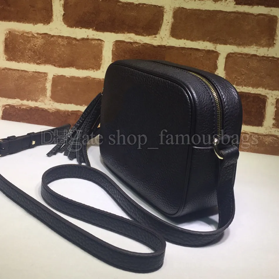 Designers Bags Womens Cross body Top 7A quality plain black genuine leather cowhide disco tassel camera bag with date code original box