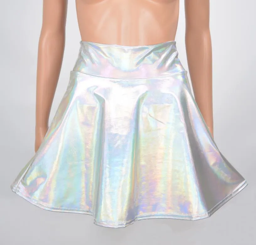 Gonna Metallica Delle Donne Gonna Lucida Fiammata Mini Vestito A