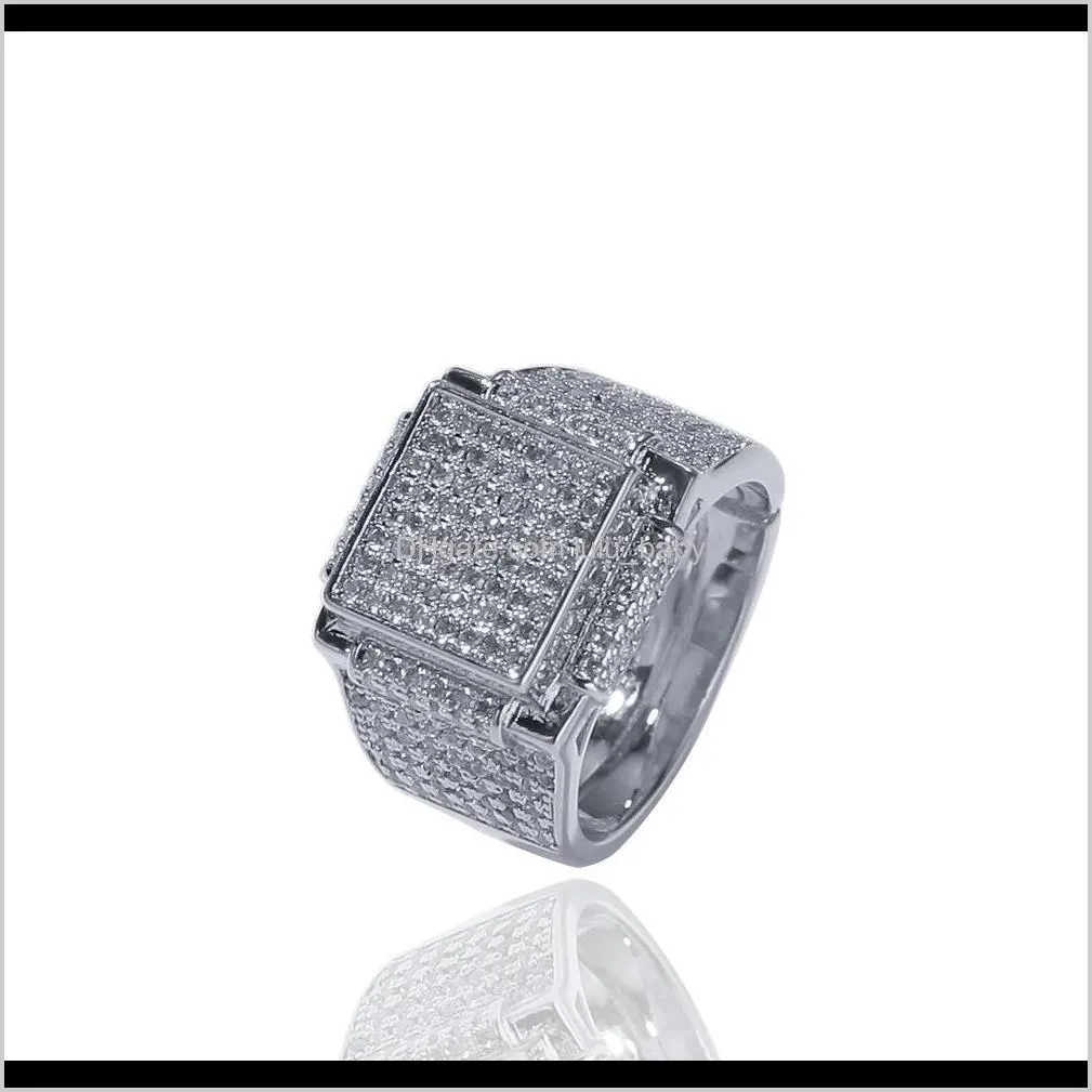 fashion new luxury designer cubic zirconia diamonds copper exaggerated men women square ring hip hop jewelry