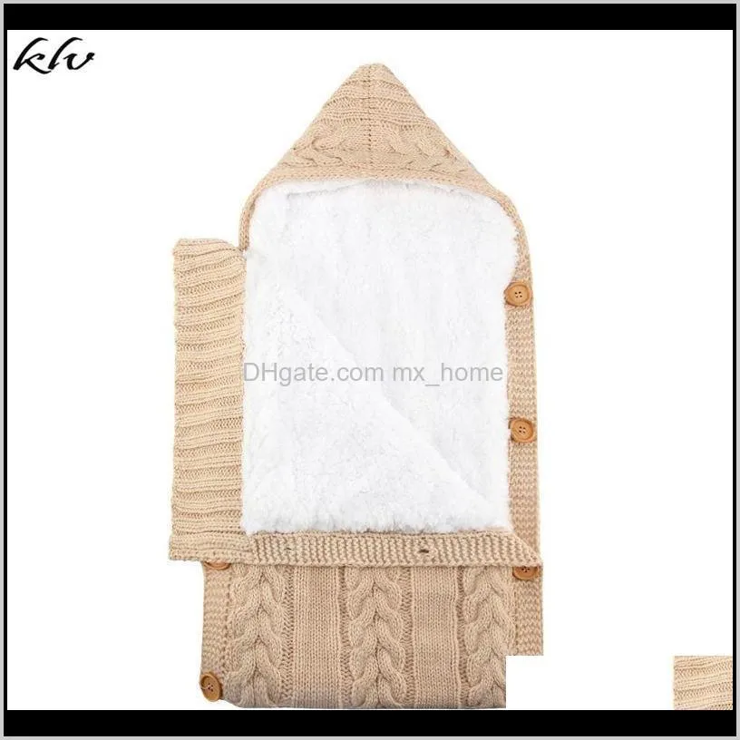 warm baby blanket soft baby sleeping bag footmuff knitting fleece lining newborn swadding wrap stroller accessories sleepsacks 201105