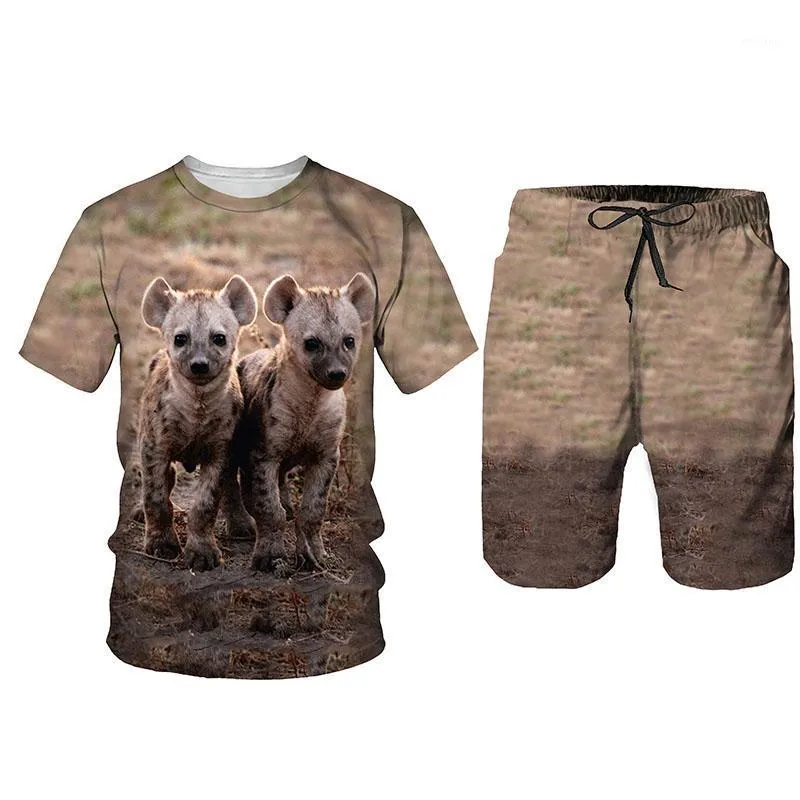 メンズトラックスーツ夏の動物の子犬3D印刷Tシャツショーツスーツ原宿スポーツウェアOネック半袖