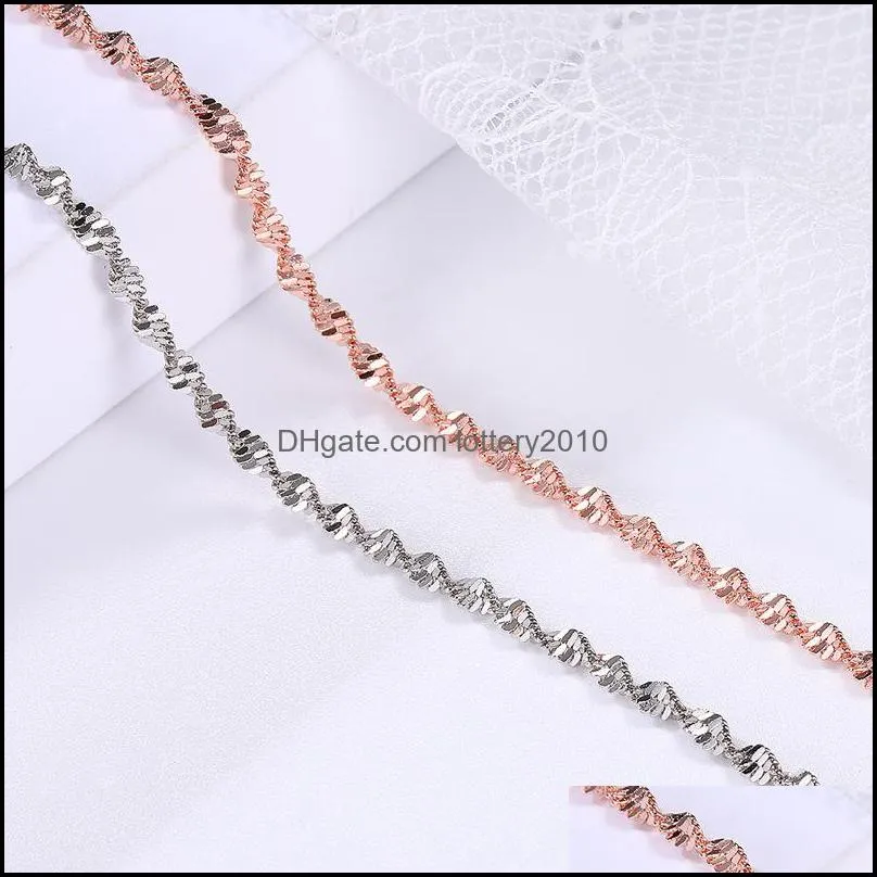 Bracelet For Women Smooth Exquisite Trendy Spiral Wave Twisted Grain Rose Gold Silver Color Fashion Jewelry Gift Link, Chain