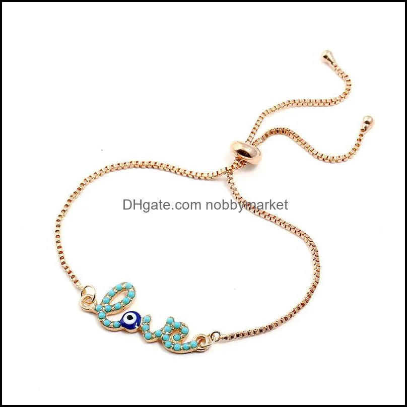 Turkey Blue Evil Eye bracelets For women Men Good Luck Elephant Hamsa Hand Love Letter charm Adjustable chains 2019 Fashion Jewelry