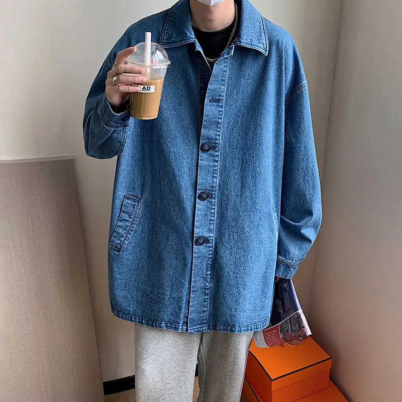受注作成 メンズトレンチコートコットンデニムコートメンズファッションレトロ特大のロングストリート壁韓国ルーズウインドブレーカージャケットメンズオーバー コート 現品発送 Apparel Men S Clothing Planonegocios Com Br
