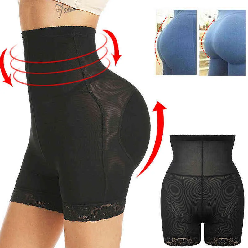 Booty Enhancer Allenatore a vita alta Sollevatore Mutandine contenitive della pancia Slip intimo Shapewear con pantaloncini imbottiti Body Shaper per donna