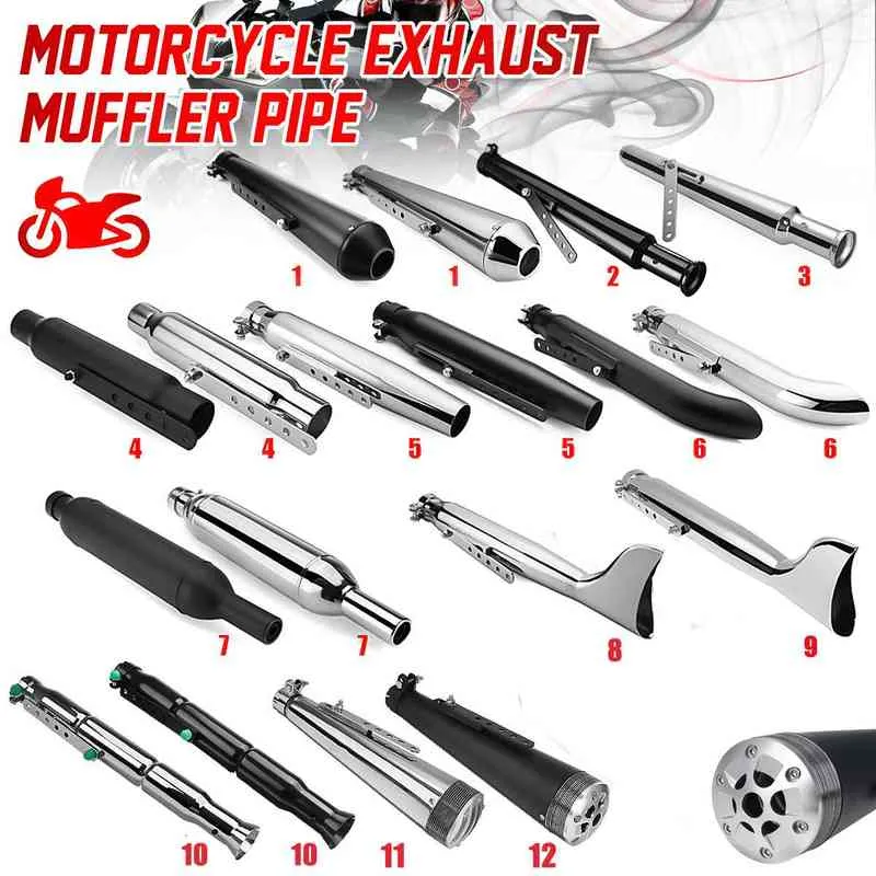 Motorcycle Cafe Racer Pipe Muffler Tip Exhaust System Universal For /Yamaha/ Custom Chopper Bobber