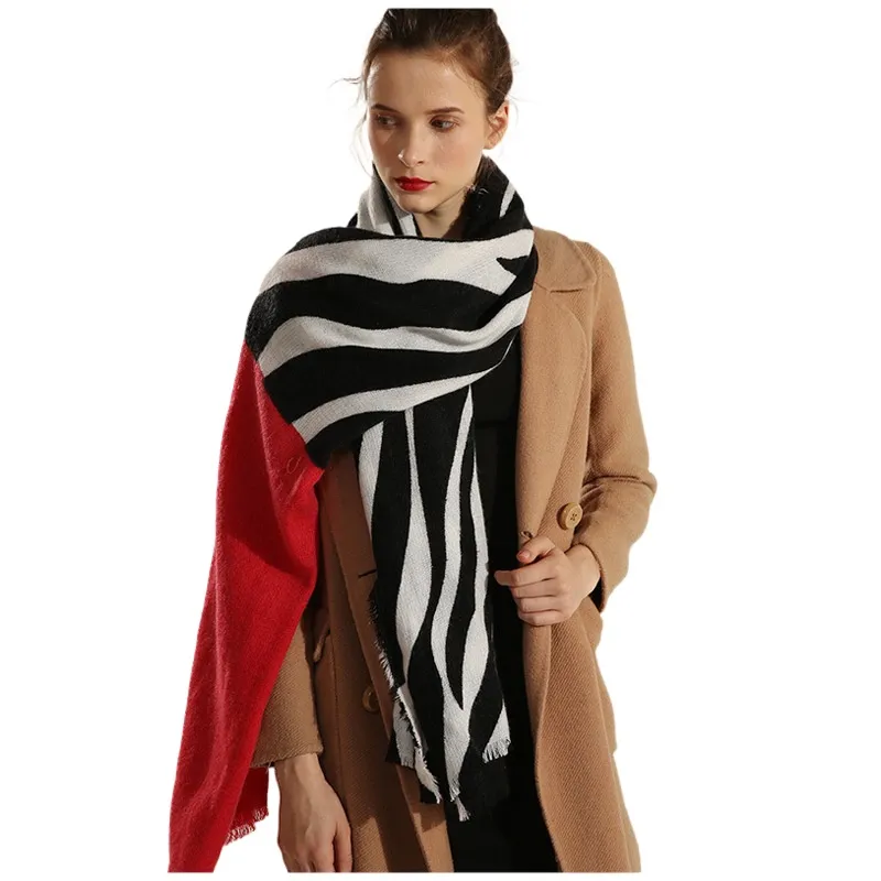 Lenço de inverno feminino dual-uso longo xale britânico xale contraste cor imitação cashmere grande cachecol quadrado