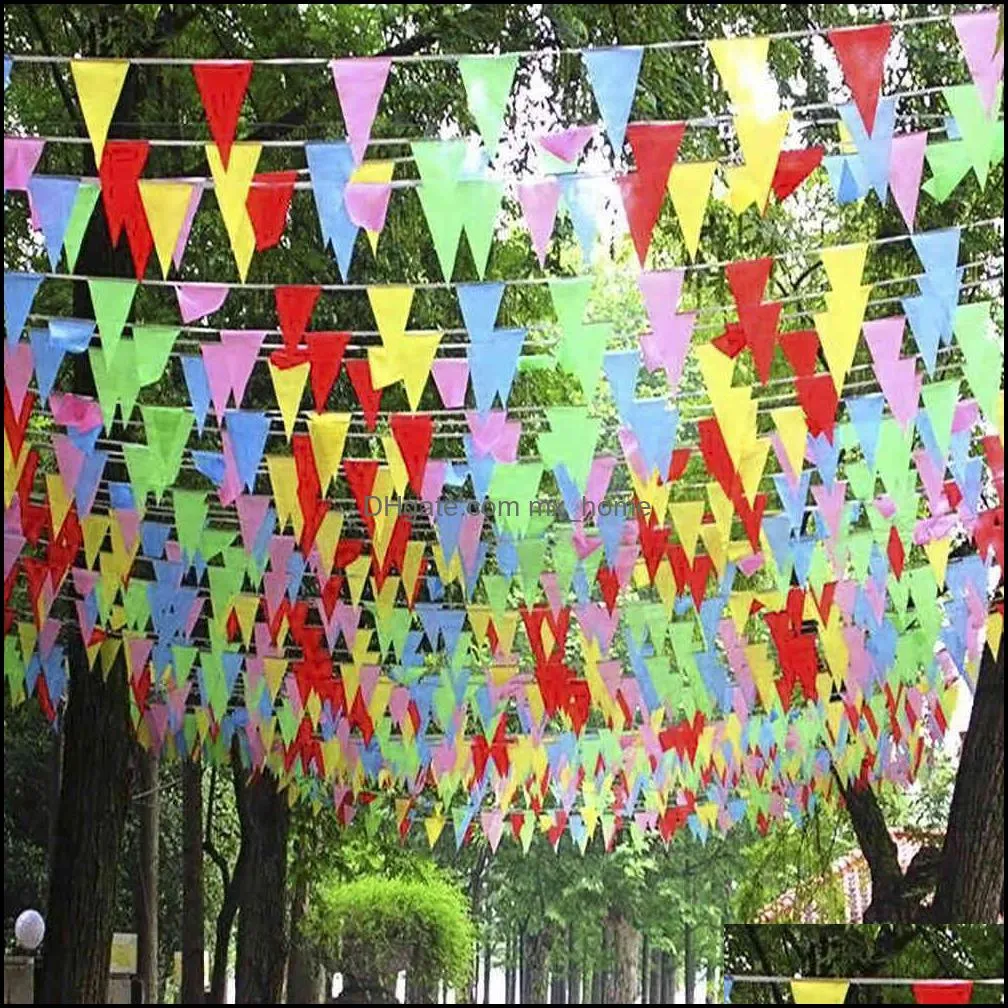 Party supplies 100M Bruiloft Festival Wimpel String Banner Gorzen Colorful Flag For Holiday Decoration Christmas Band 0713