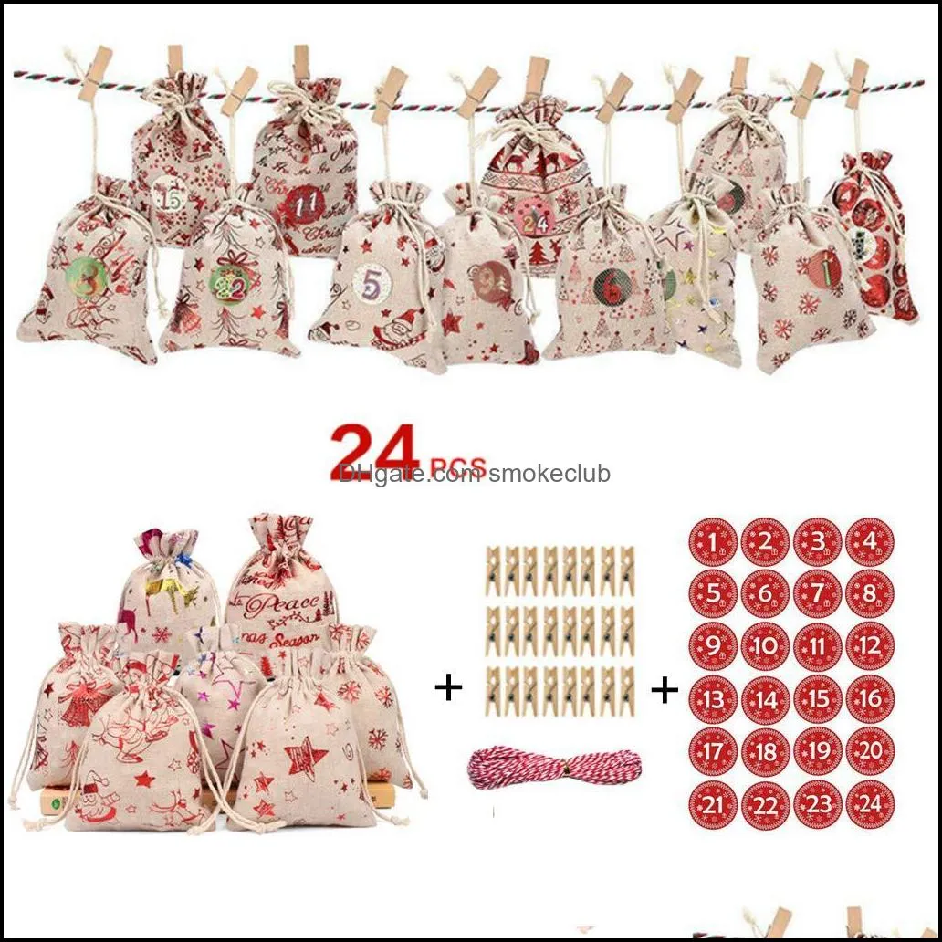 Tree hanging small cloth bag Christmas bag advent calendar gift bag Christmas decorations loved by the children CCA8169