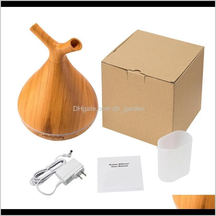 400ml electric aroma air diffuser wood grain ultrasonic led humidifier  oil aroma branch shaped  oil diffusers dh1196