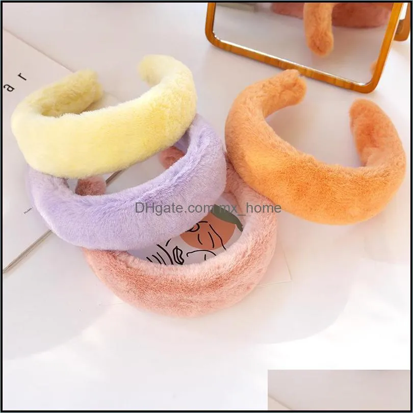 Women plush fur hair accessories Face wash hairband headband Korean version HairSticks Autumn Winter Girls headdress hoop Headwear