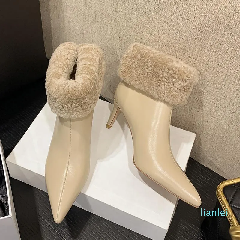الأحذية الموصى بها المنتجات للسقوط / الشتاء 2021 أشار تو الكاحل الأزياء جلد الخنجر منخفضة أنبوب المرأة