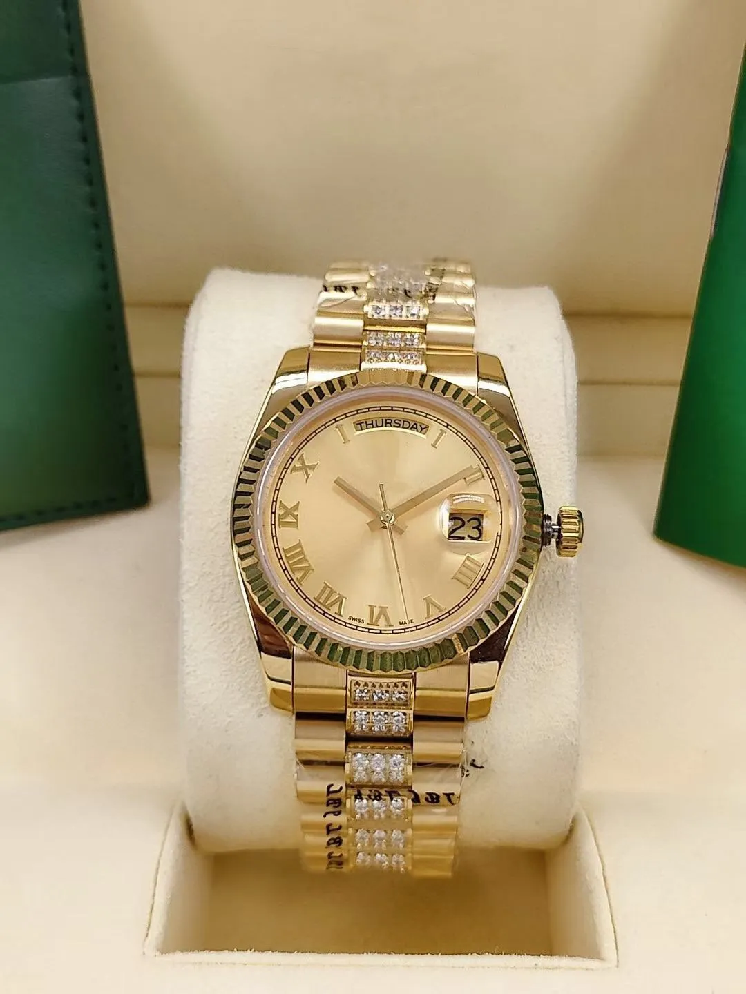 商品レビューを参考にお買い物 高品質の女性の時計36mm自動メカニカル2813運動フルステンレス鋼の腕時計女性の女性ダイヤモンドアイスアウト日の日付の腕時計 マグ Vtech Computer Com