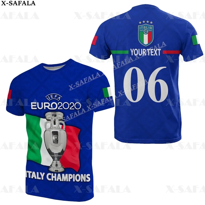 Italien Benutzerdefinierte Name Und Nummer Fans Fußball Fußball 3D Gedruckt Hohe Qualität T-shirt Sommer Rundhals Männer Weibliche Casual Top-9 220619