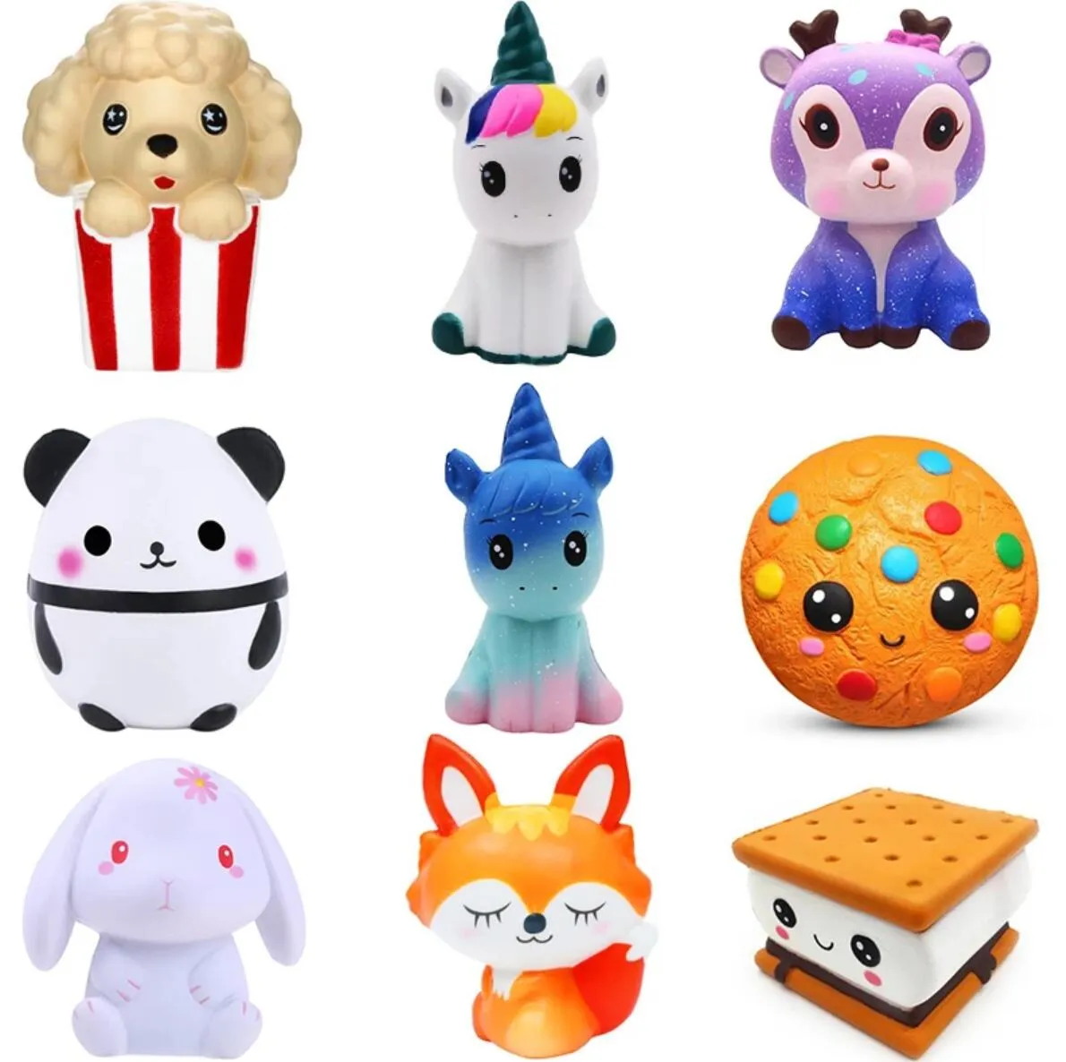 Jumbo Kawaii Fries Panda Squishy Cake Deer Milk Squeeze Toys Slow Rising Cream doftande Antistress Child Kid Baby Toys C0803X01