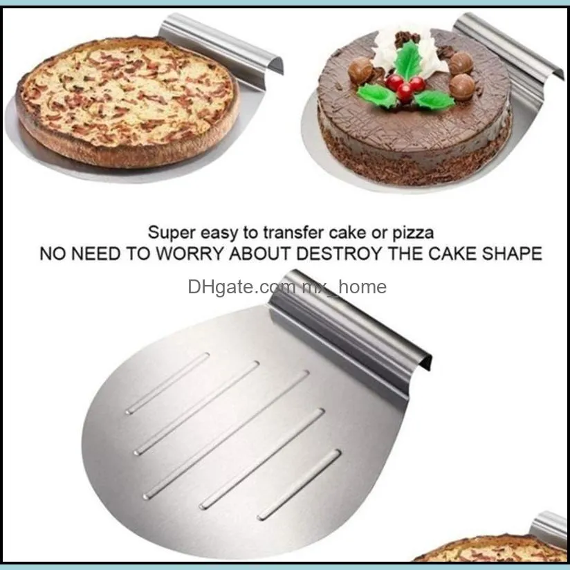 baking & pastry tools cake safe lifter transfer shovel stainless steel tray scoop moving plate for pizza bread pie