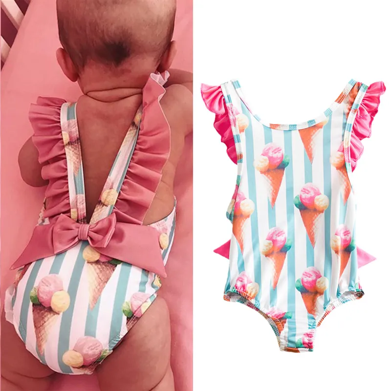 Een Stuk Peuter Meisjes Badpak Voor Kinderen 1-4 Jaar Gestreepte Badmode Zwemmen Kinderen Backless Bikini Pasgeboren Baby een Stuk Badpak