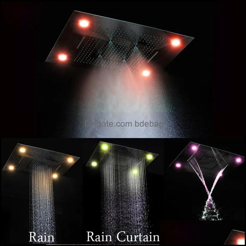 Most Complete Shower Set 6 Functions Luxurious Bath System Large Waterfall Dual Rain Misty Concealed Ceiling Showerhead Massage