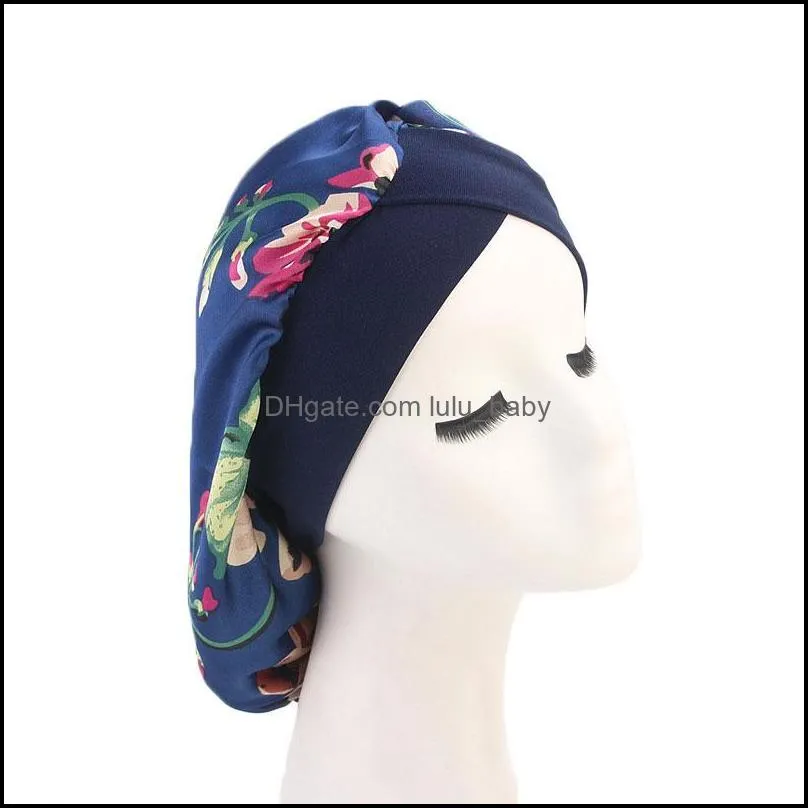 women girl cross twist flower print wide turban night sleeping hat cancer caps fashion hair accessories