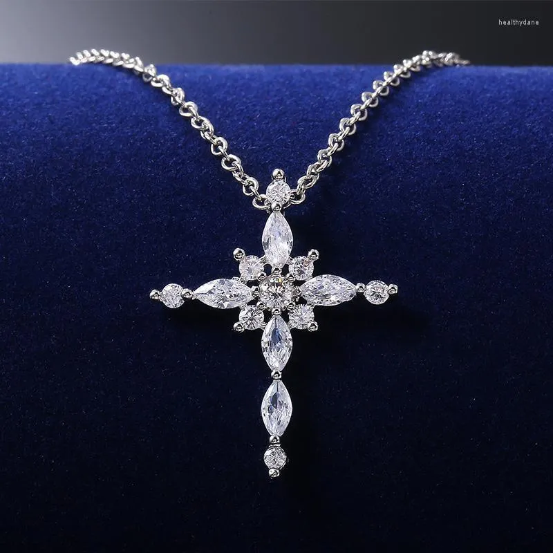 Цепочки нежный цвет ожерелья Cross Cross Cross для женщин Shine Crystal Стильный украшение свадебное обручальное подарки Оптовики Heal22