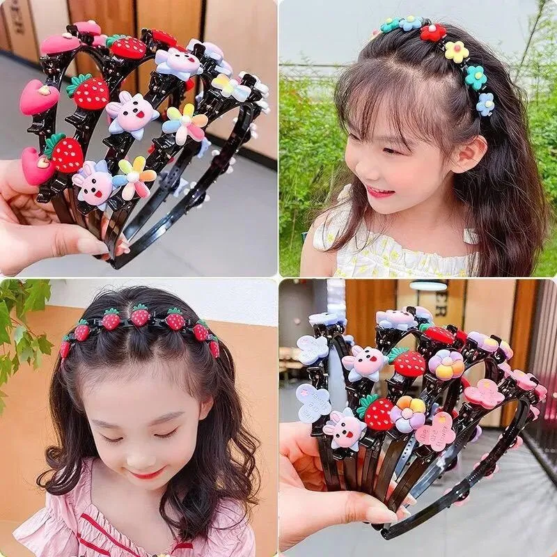 Colorful Cute Flower Cartoon Non Slip Headband Hair Bow Hair Pin for Girls Plastic Hairband Bowknot Bands Headwrap Headwear Jewelry Accessories Children Gifts