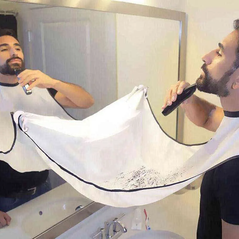 Bathroom Apron Male Beard Apron Razor Holder Attach To Mirror With Suction Cups Hairdressing Tools Household Cleaning Protector Y220426