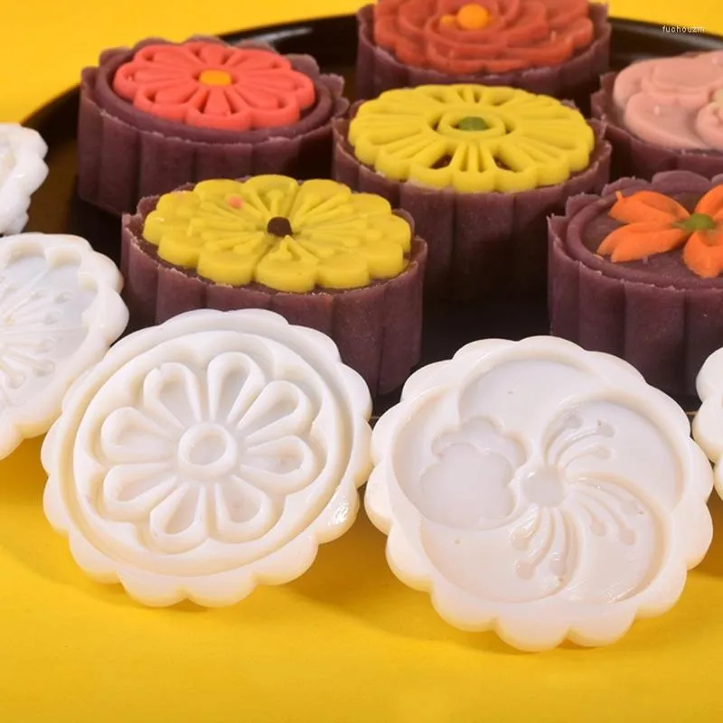 Bakvormen plastic mooncake schimmel 75 g kersen bloesems stempel koekje koekje snijder mal diy fondant tool voor mid-autumn festivalbaking