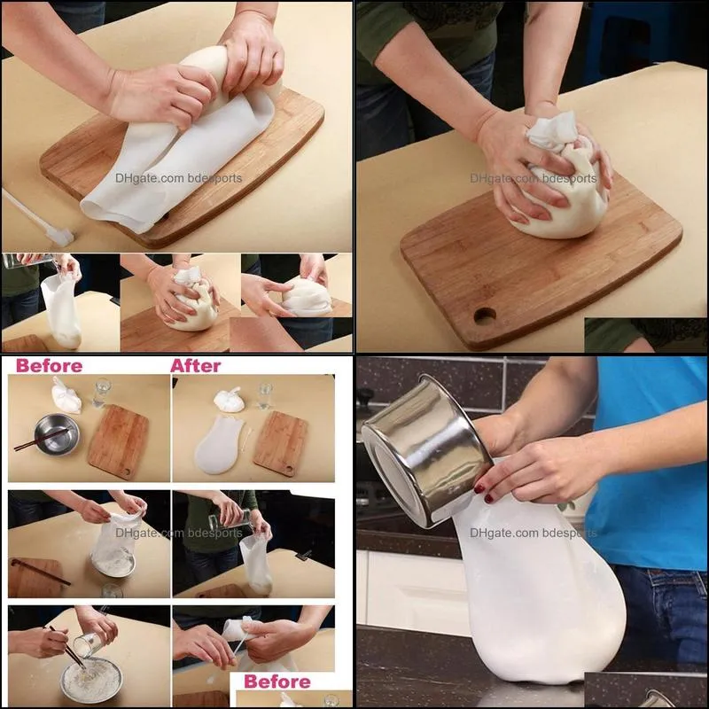 1Set Soft Silicone Dough Flour Kneading Flour-mixing Bag Reusable Cooking Pastry Tools Flour Kneading Bags Bakeware Kitchen Tools