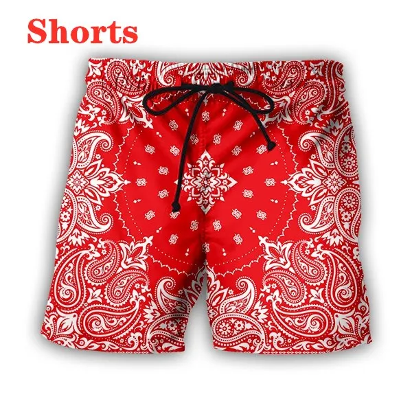 Neue Bandana Red Paisley 3D Druck Mode Männer Frauen Trainingsanzüge Shorts Plus Größe S-7XL Harajuku 009