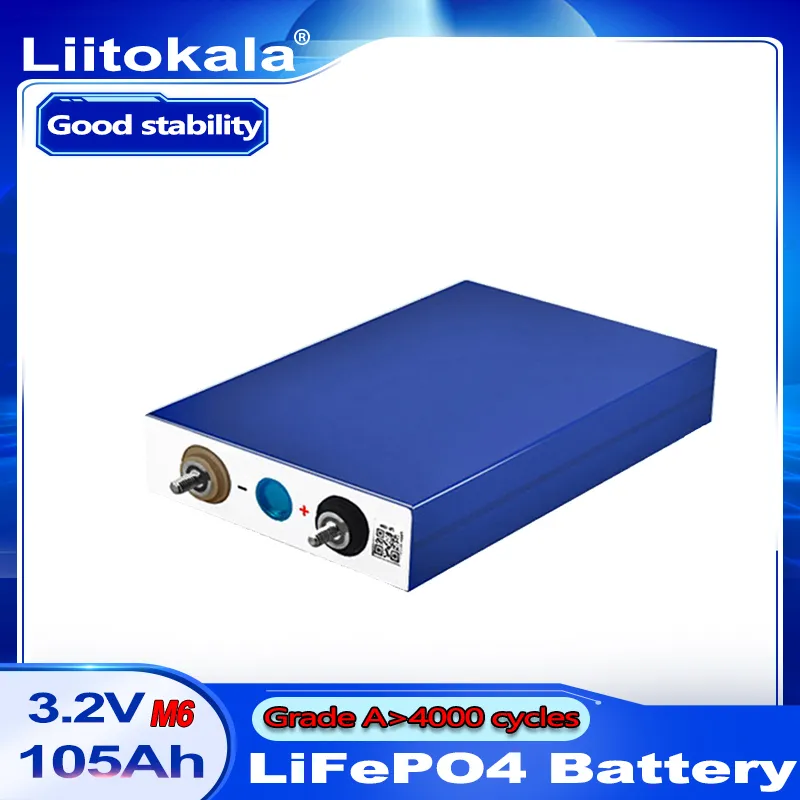 4pcs Liitokala 학년 새로운 3.2V 100Ah 105Ah Lifepo4 배터리 셀 12V 24V 전기 RV 골프 자동차 옥외 태양 에너지 충전식