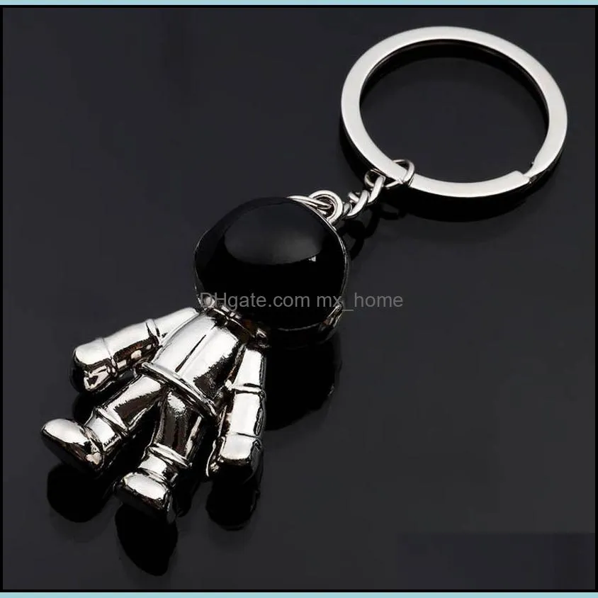 Astronaut Keychain Pendant Creative Space Robot Keyring Alloy Car Key Holder Charms Gifts Black Gold Silver